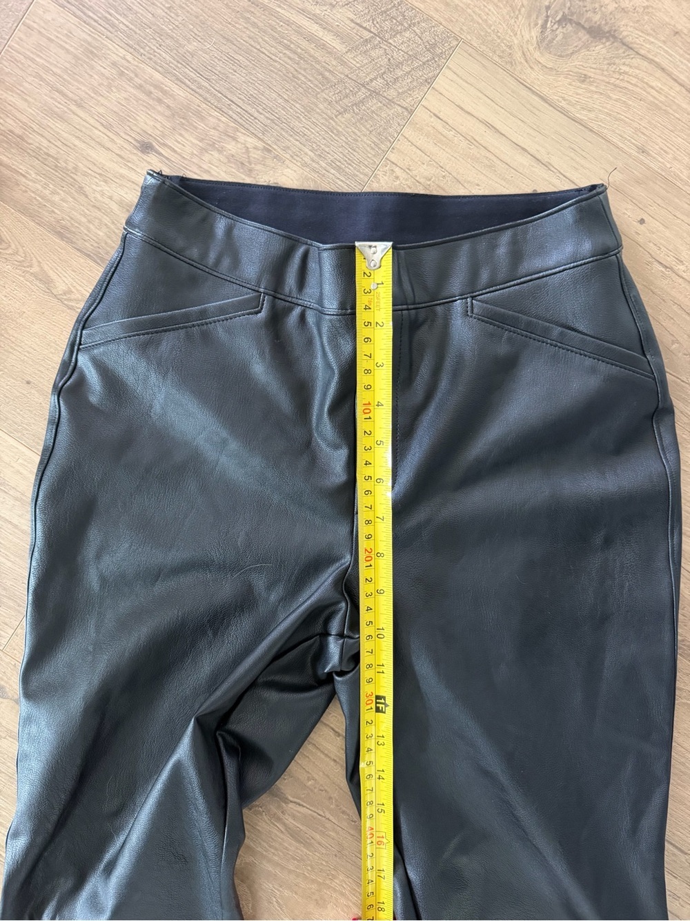 SPANX Black Faux Leather High-Rise Flare Leg Pull On Pants - Picture 7 of 12